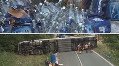 U Pardubic se převrátil kamion plný vodky. Asi kvůli mikrospánku