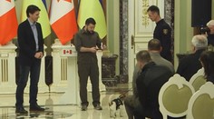 Slavný pes Patron dostal medaili. Zelenskyj mu ji dal za hledání munice