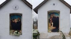 Křížovou cestu na hřbitově poničili vandalové! Malby zastříkali sprejem