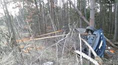 Auto vyletělo z dálnice do lesa. Řidič i tři děti zázrakem přežili