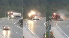 Cisterna po nehodě u Lublaně spadla z 20 metrů, řidič neměl šanci přežít!