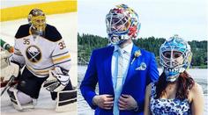 Láska k hokeji, jak má být: Gólman z NHL se ženil v masce! FOTO
