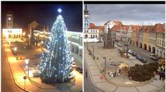 Vítr smetl vánoční strom v Žatci. Výstraha platí pro celé Česko