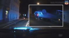 Šílený řidič policistům neujel. Skončil na střeše v autobusové zastávce