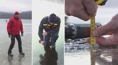 Lipno po letech zase zamrzlo, led je ale na bruslení zatím tenký