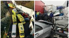Na ledovce se srazily desítky aut. Záchranky nestíhaly vozit zraněné