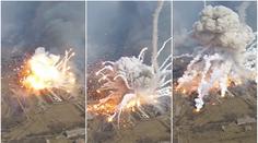 Muniční sklad vybuchl, létaly z něj rakety jak při ohňostroji! VIDEO