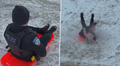 Video bobujícího policisty boří internet. Neřízená jízda skončila srážkou s dítětem