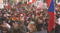 Demonstranti proti povinnému očkování protestovali v Praze