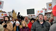 Studenti v Budějovicích protestovali proti komunistům