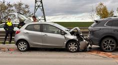 Hromadná nehoda na Pražském okruhu. Srazilo se pět aut, provoz je omezen