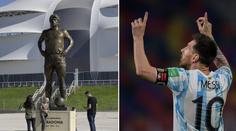 Messi odhalil sochu Maradony. Bude tu vždy s námi, prohlásil dojatě