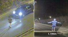 VIDEO: Strážníci chytali muže bez kalhot! Skákal před jedoucí auta