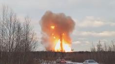 Výbuch a velký požár u Petrohradu. Explodovala část plynovodu