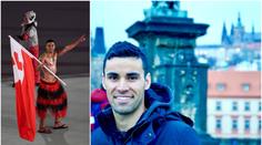 Oblíbený vlajkonoš ze ZOH: Před olympiádou se stavil i v Praze!