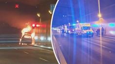 Šlehající plameny a hustý dým! Hořící auto zablokovalo tunel Blanka