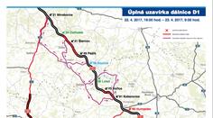 Kudy objet zavřenou dálnici D1? Počítejte s hodinovým zpožděním