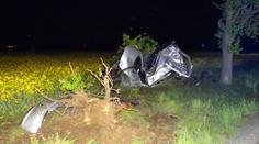 Mladík téměř zlomil auto o strom, ve vraku neměl šanci přežít