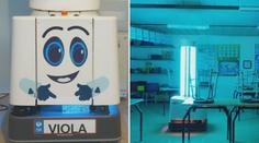 Školní třídy bude dezinfikovat robot připomínající svítící lampu