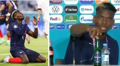 Co se to děje? I Pogba odstranil ze stolu láhev. Tentokrát šlo o jiný nápoj