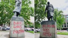 "Byl rasista." Socha Winstona Churchilla v Praze se stala terčem vandala