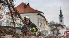 Hasiči likvidují vyvrácené stromy. Platí výstraha před silným větrem