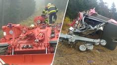 Hasiči odstranili vrak lanovky na Ještědu. Měli k tomu speciální tank