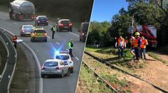 Na dálnici D1 srazilo auto člověka, dva lidé zemřeli po srážce s vlakem