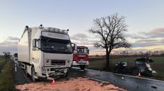 Dva mrtví, dítě v nemocnici. Osobní auto se na Nymbursku srazilo s nákladním