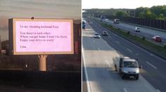 Drsný vzkaz: Žena odkopla nevěrného manžela přes billboard!