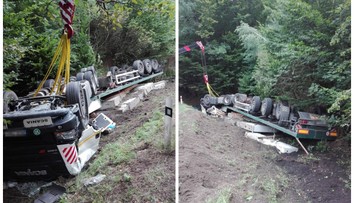 Tragédie na Mělnicku! Kamion se převrátil na střechu, řidič nepřežil