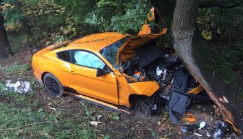 Další nehoda mustangu! Auto vjelo do stromu, řidič se vážně zranil