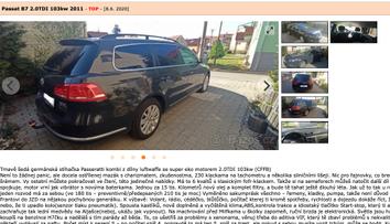 Z inzerátu je hit. Nabízí "stíhačku po taliánským vikáři, co neuměl řídit"