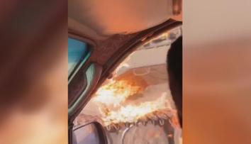 Obyčejní Ukrajinci bojují proti tankům. Žena po jednom z auta hodila molotova