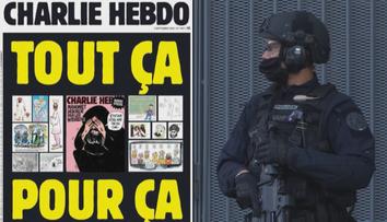 Útočníci na Charlie Hebdo u soudu. Časopis znovu otiskl karikaturu