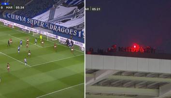 Kdepak štafle, fanoušci vylezli na střechu a zapálili bengálské ohně