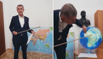 Babiš se ve videu stal učitelem zeměpisu. Přiznal, že glóbus byl nakonec levnější