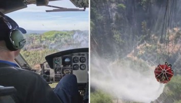 VIDEO: Boj s plameny v Českém Švýcarsku. Podívejte se, co vidí posádka vrtulníku