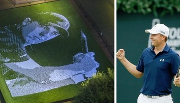Bláznivá pocta golfovému králi: Na mozaiku padlo 24 tisíc míčků!