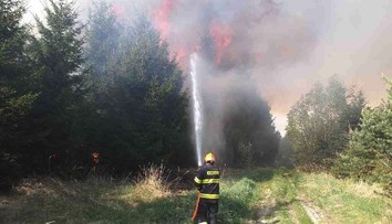 Dva obří požáry u Brna, hořel les i průmyslová budova