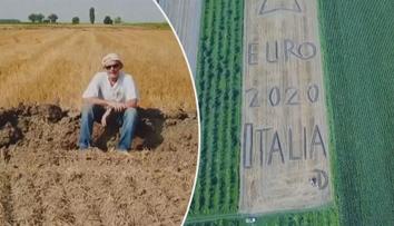Farmář umělcem. V poli nakreslil poctu fotbalovým reprezentantům