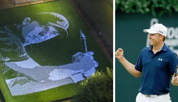 Bláznivá pocta golfovému králi: Na mozaiku padlo 24 tisíc míčků!