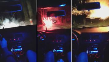 Obrovský hazard! Mladíci vyhazovali petardy za jízdy z auta. VIDEO