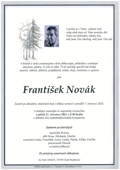 Zemřel František Novák