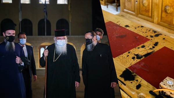 Drama v Řecku: Kněz u církevního soudu postříkal biskupy kyselinou