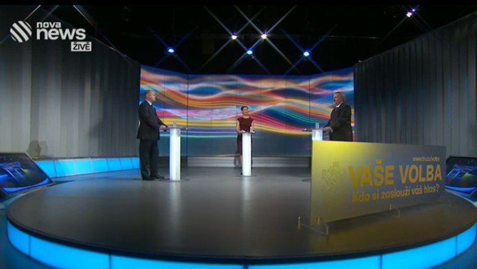 Předvolební debata na Nově: Hašek vysvětloval svůj titul, Kováčik hájil komunisty