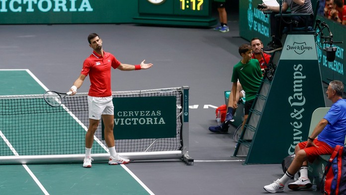 Novak Djokovič v utkání Davis Cupu proti Česku