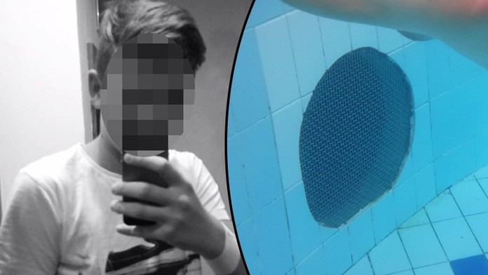 FOTO z bazénu smrti: Tato mřížka chránila potrubí, kde Adam zemřel