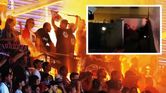 Chuligáni Plzně hodili židli na fans Lipska, pak v hotelu začala řežba