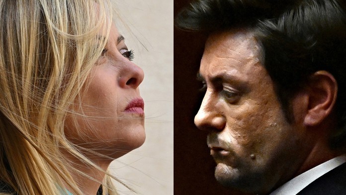 Italská premiérka Giorgia Meloni s Andrea Giambruno
